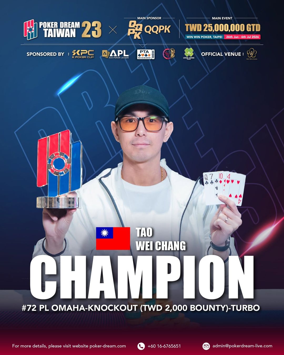 Poker Dream 23 Taiwan, Tao Wei Chang