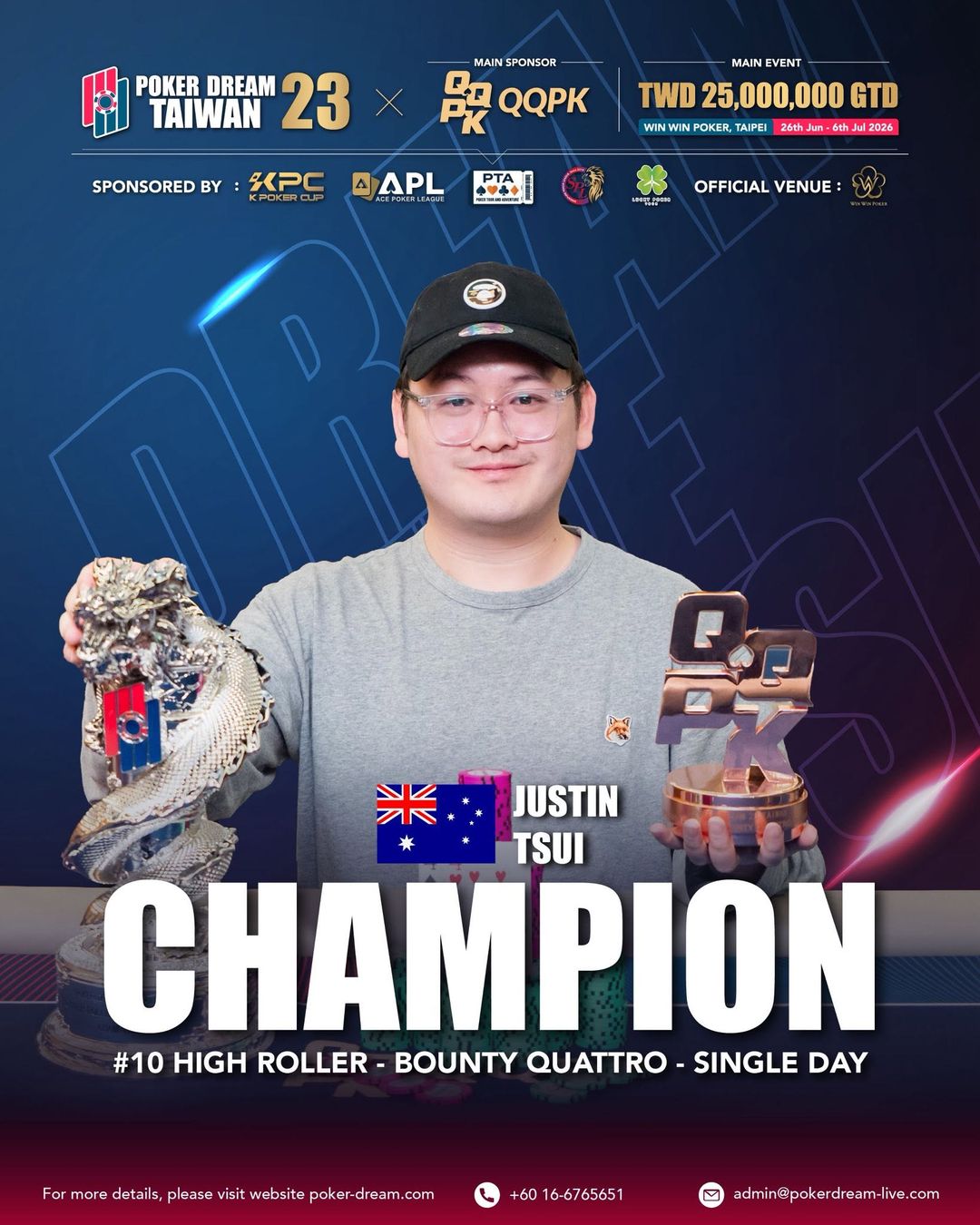 Poker Dream 23 Taiwan, Justin Tsui