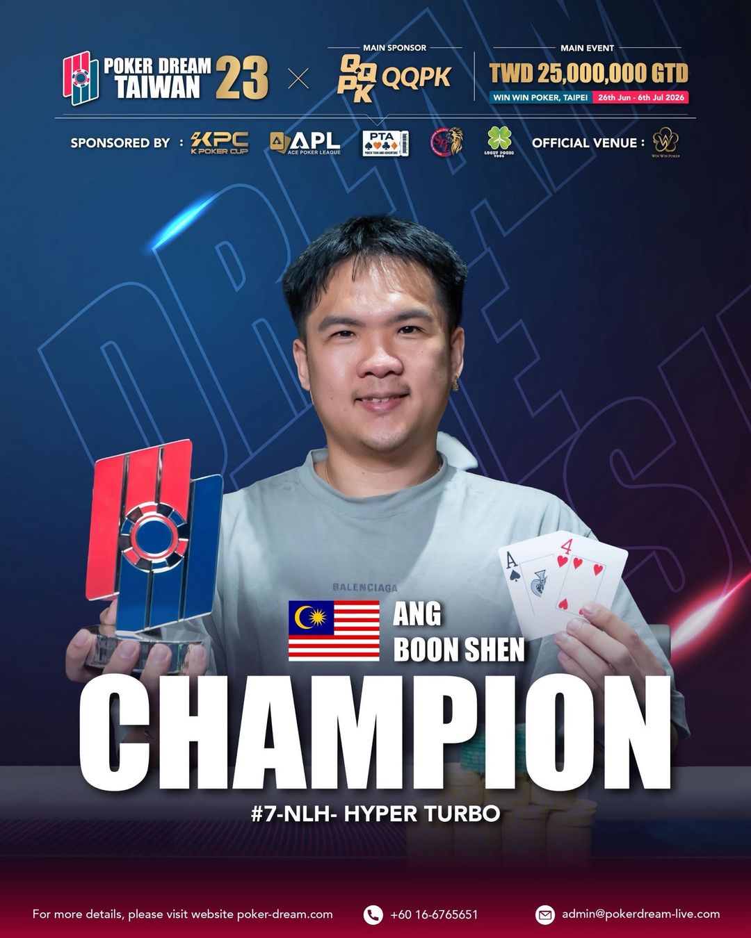 Poker Dream 23 Taiwan, Boon Shen Ang