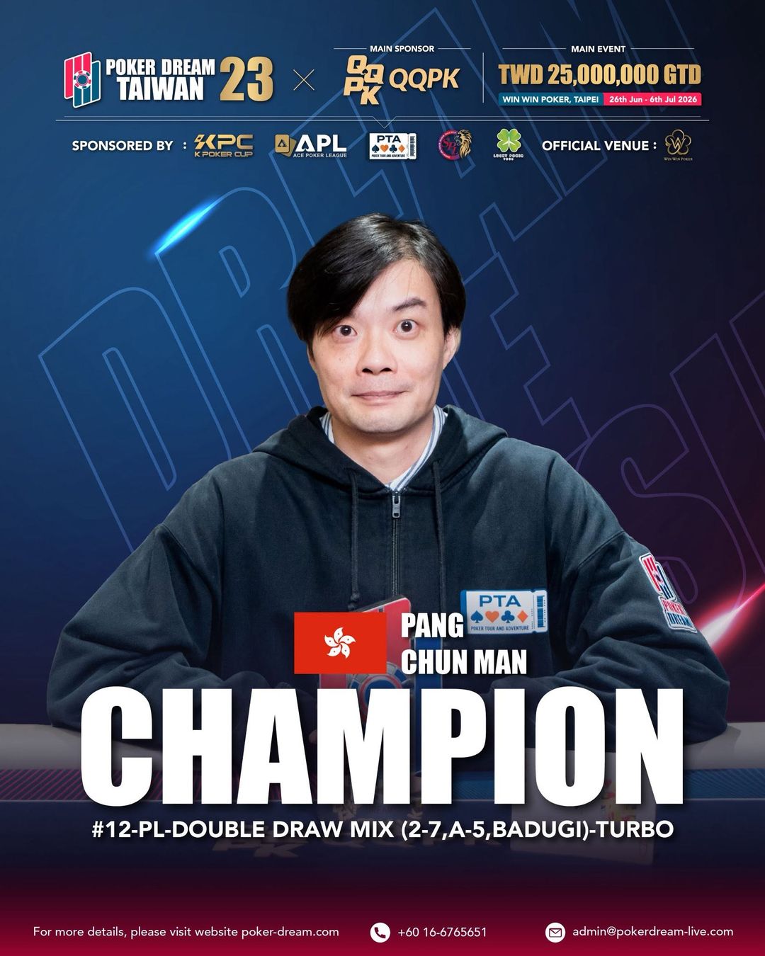 Poker Dream 23 Taiwan, Chun Man Pang