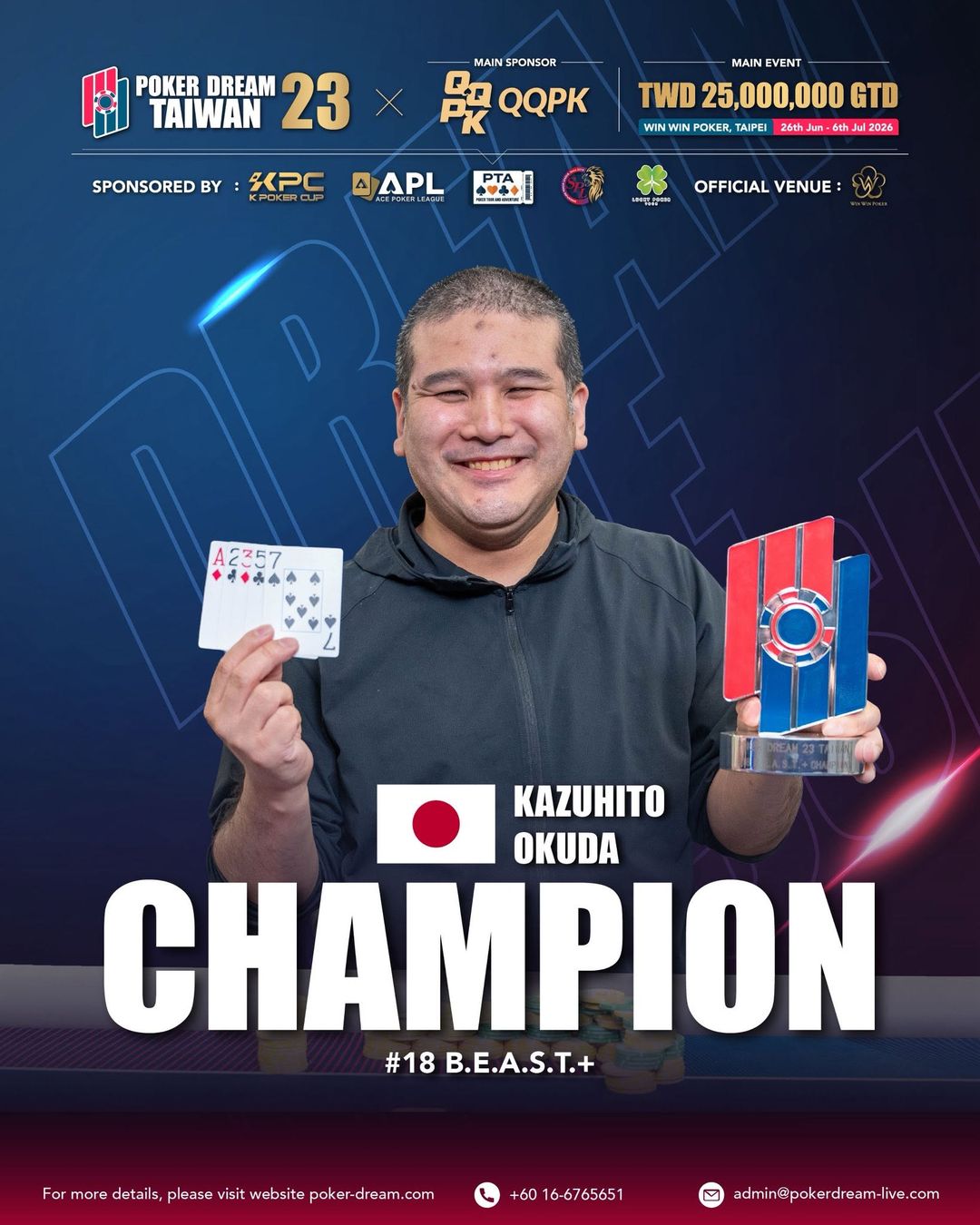Poker Dream 23 Taiwan, Kazuhito Okuda