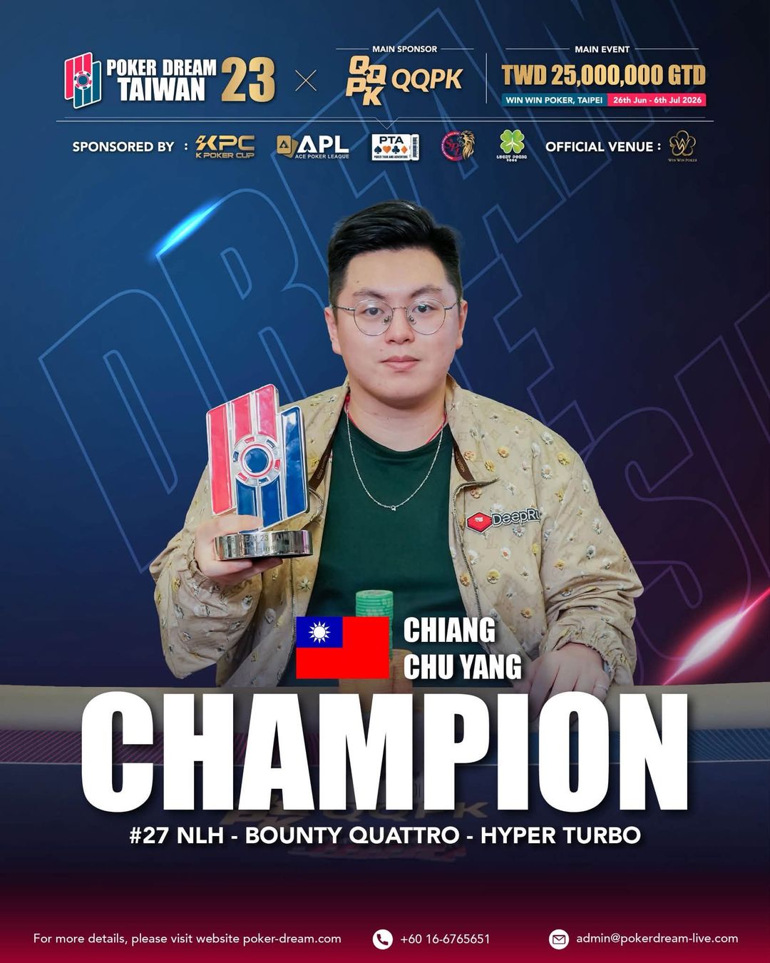 Poker Dream 23 Taiwan, Chu Yang Chiang