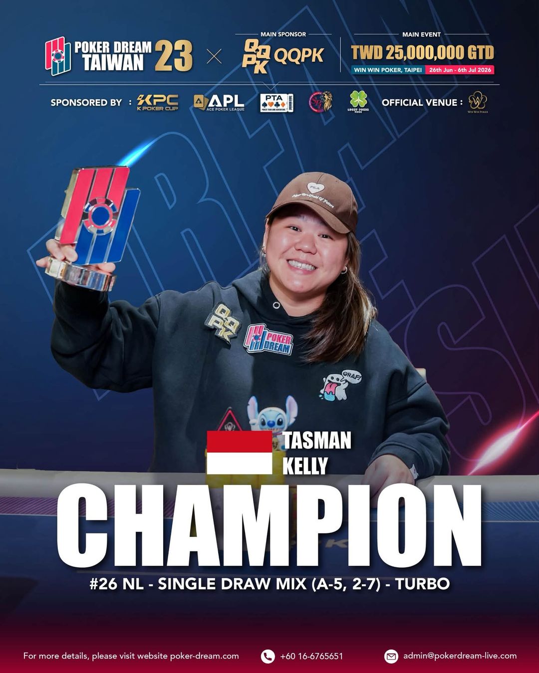 Poker Dream 23 Taiwan, Kelly Tasman