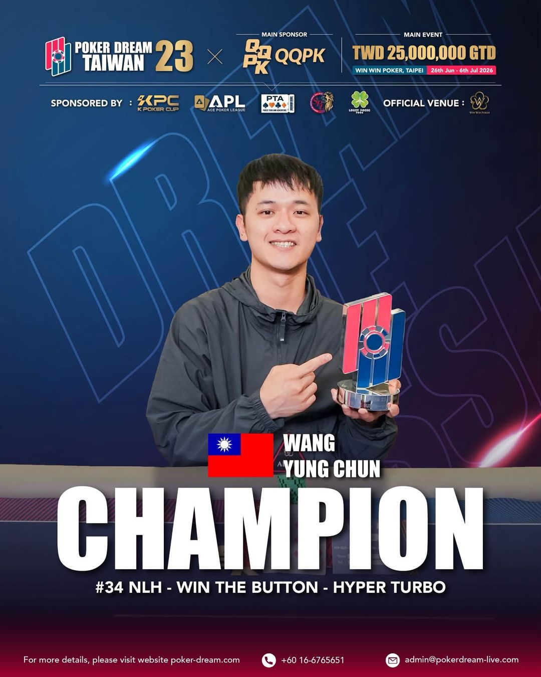 Poker Dream 23 Taiwan, Yung Chun Wang