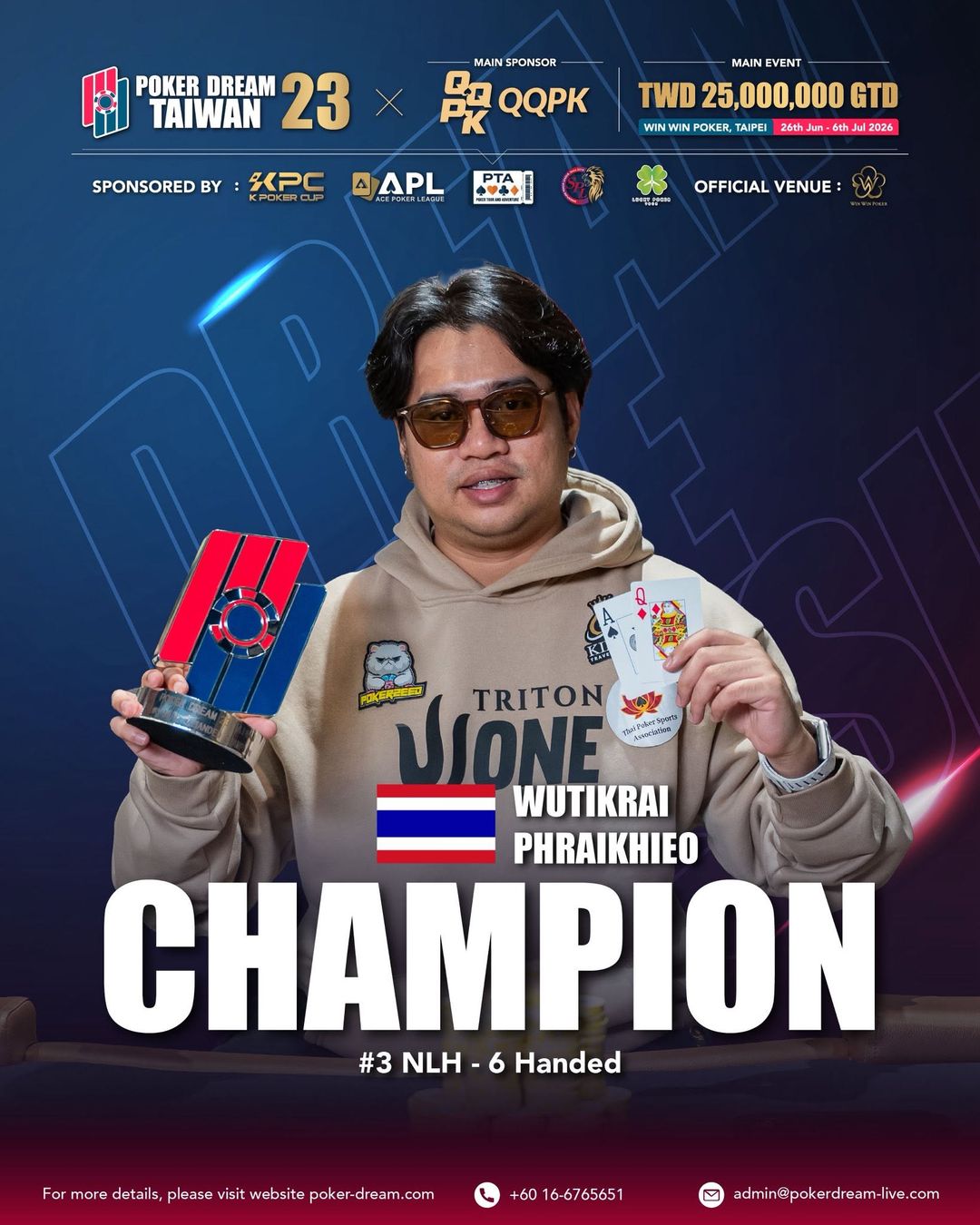 Poker Dream 23 Taiwan, Wutikrai Phraikhieo