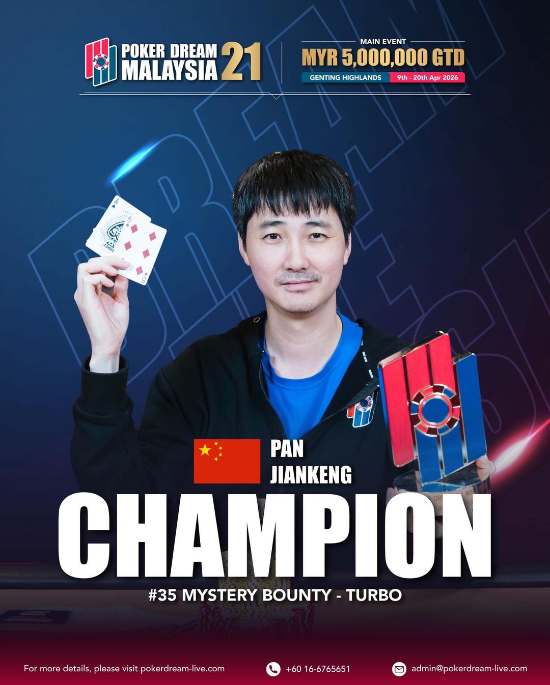 Poker Dream 21 Malaysia, Jiankeng Pan