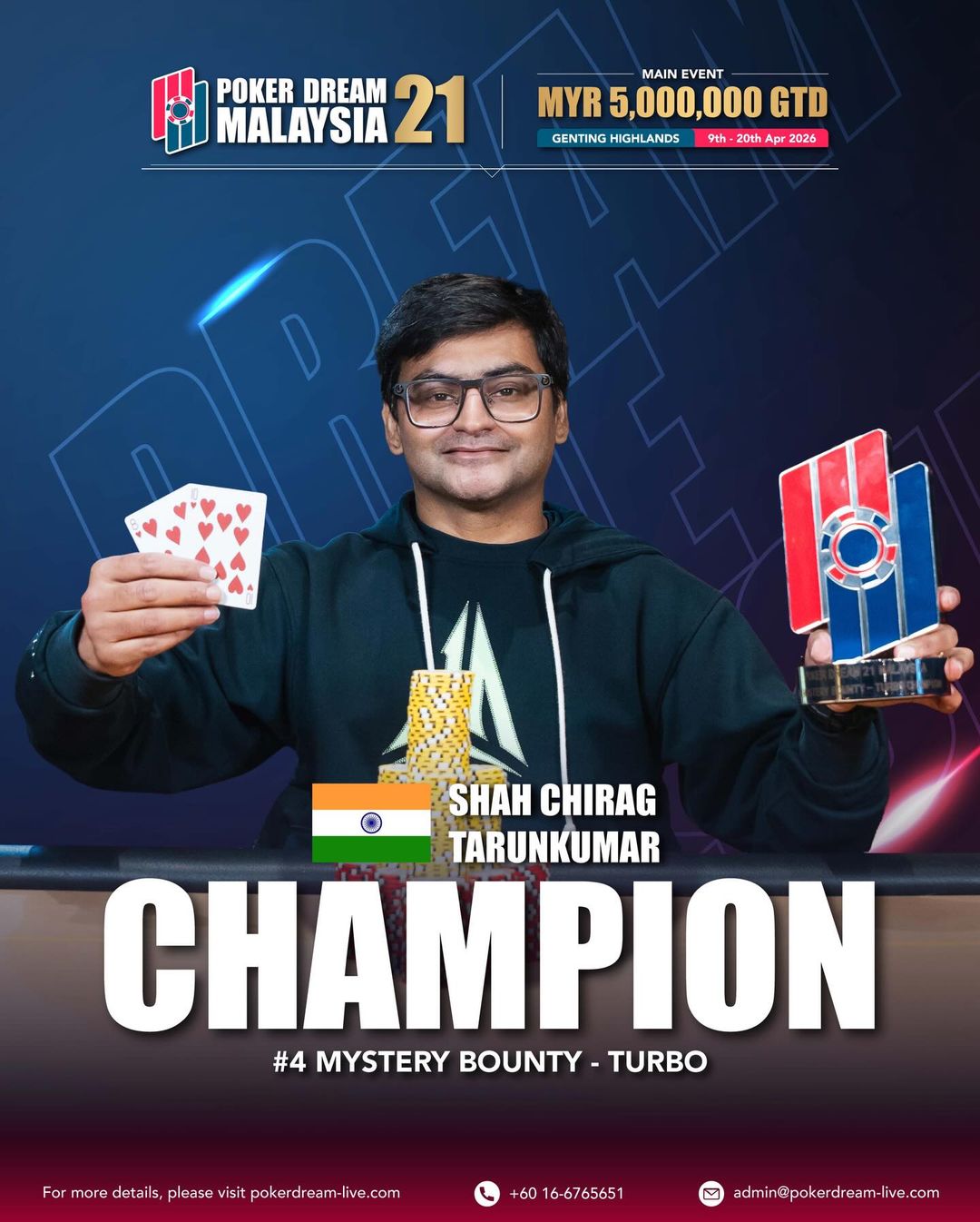 Poker Dream 21 Malaysia, Chirag Shah